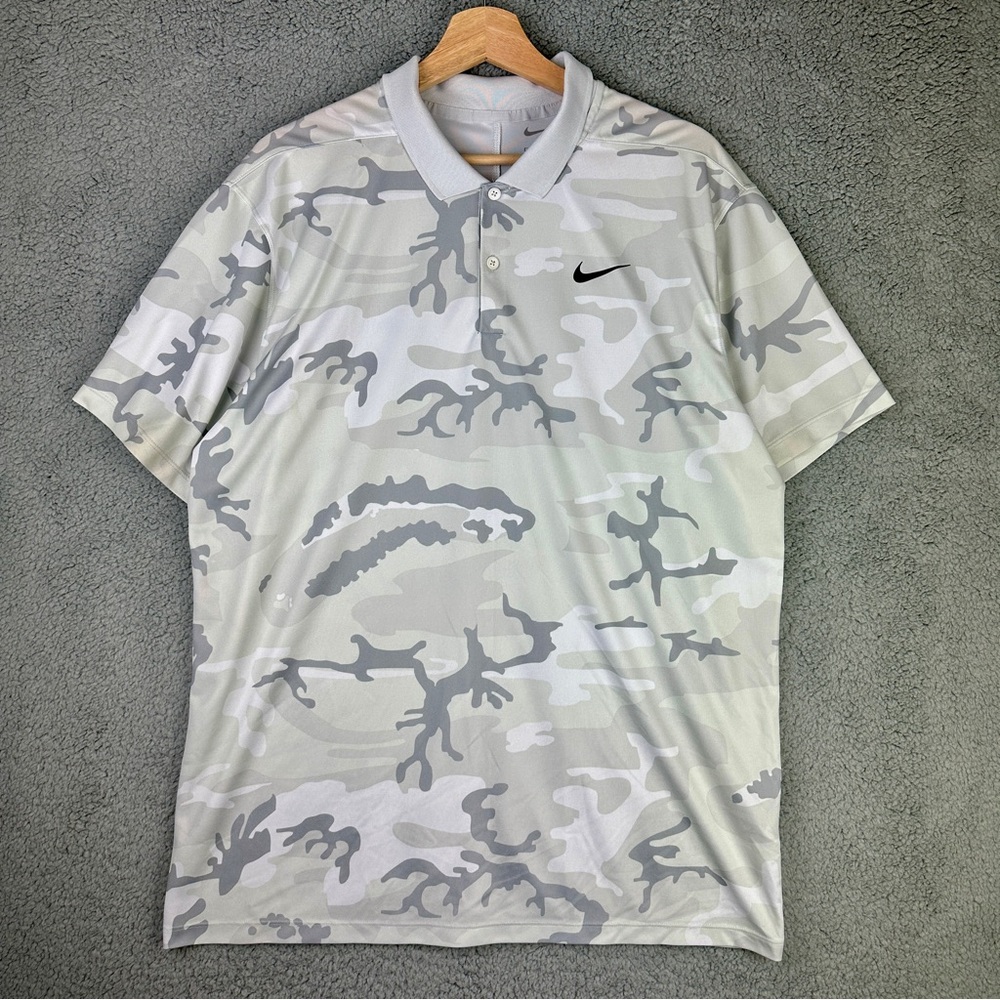 Nike Dri-Fit Victory+ Men's Light Gray Camo Polo Shirt Large